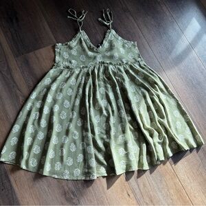 Green Sundress with White Floral Pattern